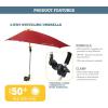imageSportBrella VersaBrella SPF 50 Adjustable Umbrella with Universal ClampFirebrick Red