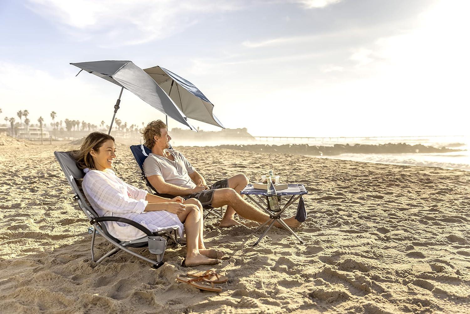 imageSportBrella Beach Chair with UPF 50 Adjustable Umbrella Midnight BlueGrey